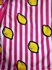 Mr. Swim Red White Lemons Swim Trunks Mesh 3 Pockets Logo Stripes Rockabilly M