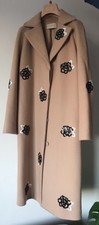 Christopher Kane Wool Coat Camel With Flowers Size Uk 8