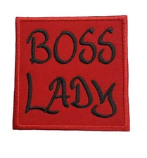 Boss Lady Biker Funny Grunge Embroidered Sew/Iron-On Patch Hook & Loop