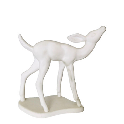 Vintage White Doe Baby Deer Sculpture Figurine Statue Ceramic Wildlife Decor