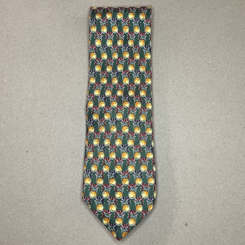 £110 HILDITCH & KEY MENS APPLE & VINE GREEN PRINT SILK TIE MADE IN UK Y8 - Picture 4 of 11