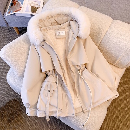 Winter Women Parka Hooded Fleece Padded Warm Coat Ladies Fur Jacket Outwear - Picture 15 of 17