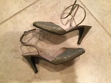 Gorgeous Vintage Charles Jourdan Snakeskin Leather Ankle Strap Sandal Shoes 7.5