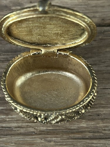 Portapillole ovale vintage vetro bubble top viso donna vittoriano filigrana oro anni '60 - Foto 7 di 9