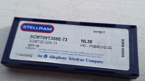 10 Stellram carbide inserts SCMT 09T308 E-73 NL30 (SCMT09T308 steels & stainless - Picture 2 of 2