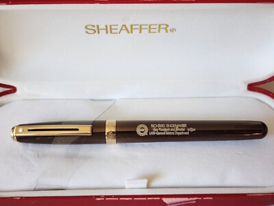 Sheaffer Prelude White Dot Ballpoint Pen Brown/Gold UAW General Motors Shoemaker