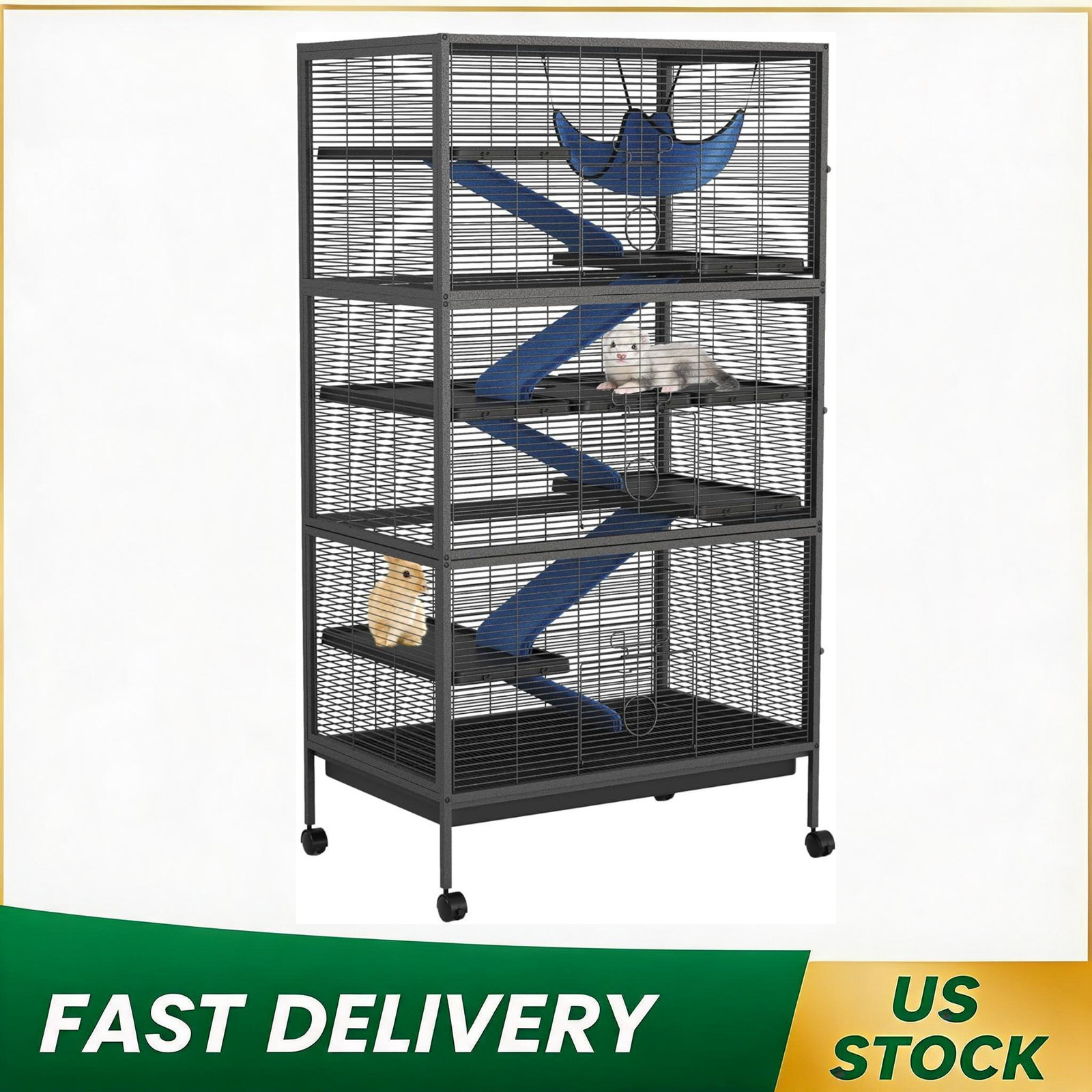 50" Small Animal Cage 6-Tier Critter Nation Cage Rolling Lagre Metal Ferret Cage