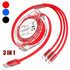 3 in 1 Charging Cable Retractable Multi Type C/Fast Micro USB Charger Cord USA