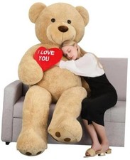 6ft Giant Teddy Bear with “I Love You” Red Heart, 6 Feet Brown With Heart