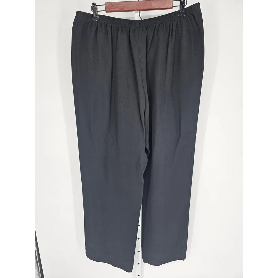Caroline Rose Women's Black High Rise Elastic Waist Straight Silk Pant Size XL - Image 4 of 4