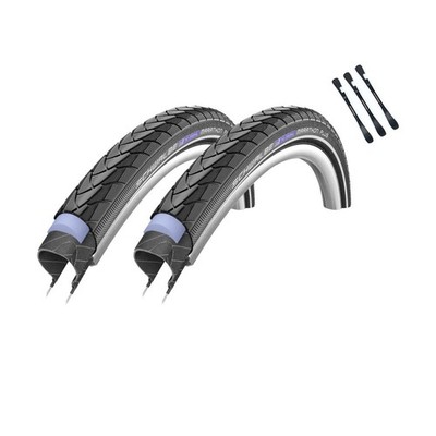 2x Schwalbe Fahrradreifen Marathon Plus Reflex 16'' AV/SV/DV 35-349 + Reifenheber