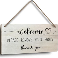 Welcome Please Remove Your Shoes Sign, Entryway Décor for Front Door & Porch, Ha