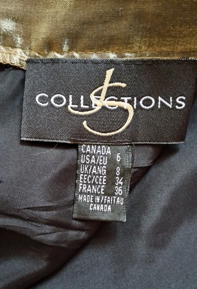 JS Collections Vintage Long Cocktail Skirt Bronze Metallic Lined Size 6 EUC - Image 3 of 4