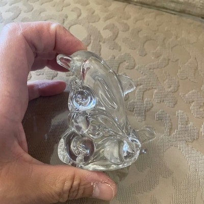 Lenox Fine Crystal Dolphin Figurine Clear Glass Paperweight Czech Republic
