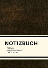 Dickes Notizbuch 1000 Seiten - A5 blanko - Hardcover schwarz mit Leseband -...