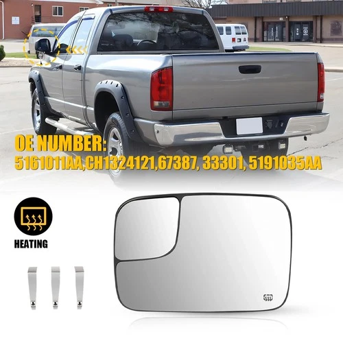 Power Heated Towing Mirror Glass For Dodge Ram 1500 2500 3500 Driver LH Side