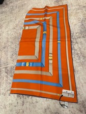 SLVATORE FERRAGAMO WOMENS ORANGE AND BLUE SCARF MSRP 500$