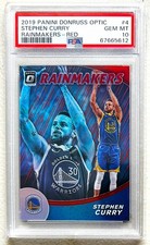 PSA 10 GEM MINT 2019-20 Donruss Optic Stephen Curry #/99 Red Prizm Rainmakers #4