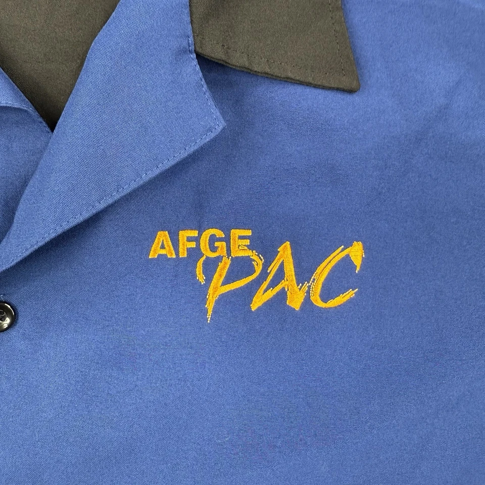 Camisa De Colección King Louie Para Hombres 3XL Azul Negro Bowling Abotonada Unión Hecha en EE. UU. Foto 3 de 4