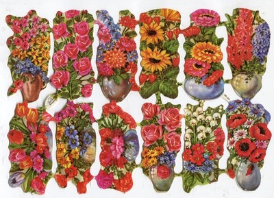 Glanzbilder Oblaten scrap  chromo  Krüger Blumen 98-18 20 cm