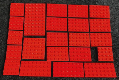 Lego rote Platten Konvolut flache Basis x22 Stück Stck. Gebäude Boden Lot 4x6 4x4 4x8