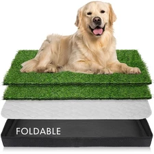 35'' x 22.6'' Dog Grass Pad Large Patch Potty with 2 Artificial Dog Grass Was...