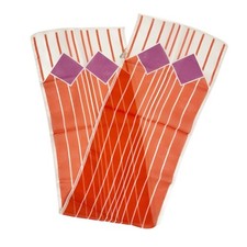 Vintage Morsly Orange Striped Diamond 70s Sheer Rectangle Scarf Made in Italy