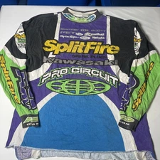 Vtg 1990s AXO SPORT SPLITFIRE KAWASAKI PRO CIRCUIT MEN'S 2XL MOTOCROSS JERSEY