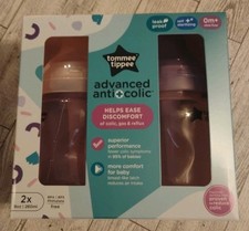 Tommee Tippee Advanced Anti-Colic Baby Bottle 9oz slow flow pink purple New