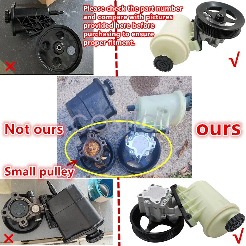 For Dodge Ram 1500 2500 3500 Power Steering Pump w/ 8-Groove Pulley 7696974161 - Image 2 of 4