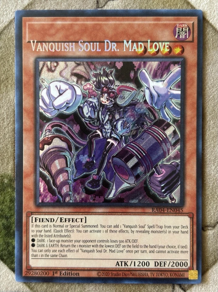 YuGiOh VANQUISH SOUL DR. MAD LOVE **Misprint** Secret Rare RA04-EN045 - Image 2 of 3