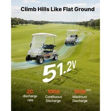 48V 51.2V 52AH Lithium Golf Cart Battery, with 15A Charger, Lifepo4 Bat