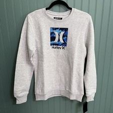 Hurley Youth Crewneck Sweatshirt Birch Heather Blue Camo XL NWT