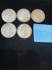 lot of 5 morgan silver dollars