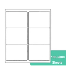 3-1/3" x 4" Sticker Labels Shipping Address Labels 6 UP for Laser/InkJet Printer