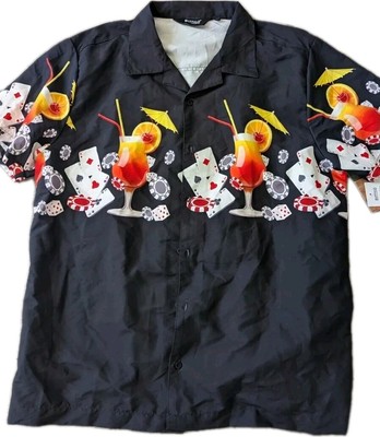 NWT Buffalo Outdoors  Mens L Shirt Las Vegas Poker Gambling Cards Party Casino