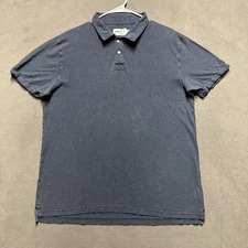 Wellen Shirt Mens Large Blue Organic Cotton Hemp Blend Huckberry Casual Polo EUC