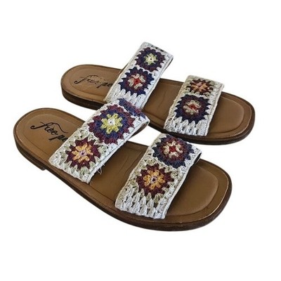 Free People Crochet Sandals Women 40 Size 9.5 Boho Festival Juliet Granny Square