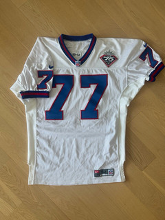 Luke Petitgout Game Used Worn New York Giants NFL Jersey 75th patch COA (rookie)
