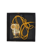 Butler & Wilson Golden Articulated Owl Pendant Necklace in Union Jack Box - EB