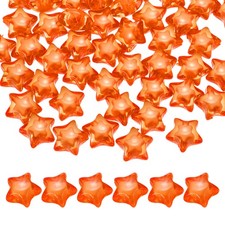 100pcs Acrylic Star Beads 14mm Star-Shaped Pony Loose Spacer Beads Orange