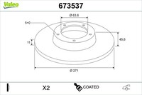 2X Valeo Bremsscheibe Hinterachse Voll Ø271Mm FüR Ford Puma CF7 J2K