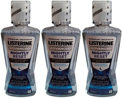 Listerine Advanced Nightly Reset Mundwasser Milder Geschmack 3x 400ml