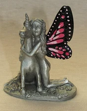 RARE PEWTER MYTHICAL UNICORN & FAIRY  SPOONTIQUES HM1833  EUC