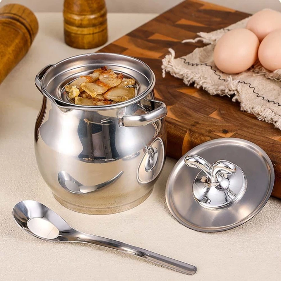 Large Capacity Oil Filter Pot Stainless Steel Cooking Oil Strainer  Kitchen