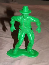 VINTAGE 1960-70S TIM MEE TOYS 5 1/4" GREEN  PLASTIC COWBOY  GUNFIGHTER