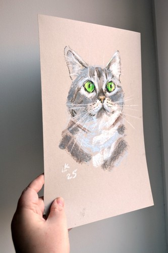 Original Cat Portrait Pastel 12x8 Signed OOAK Wall Art Home Decor Gift - Picture 5 of 7