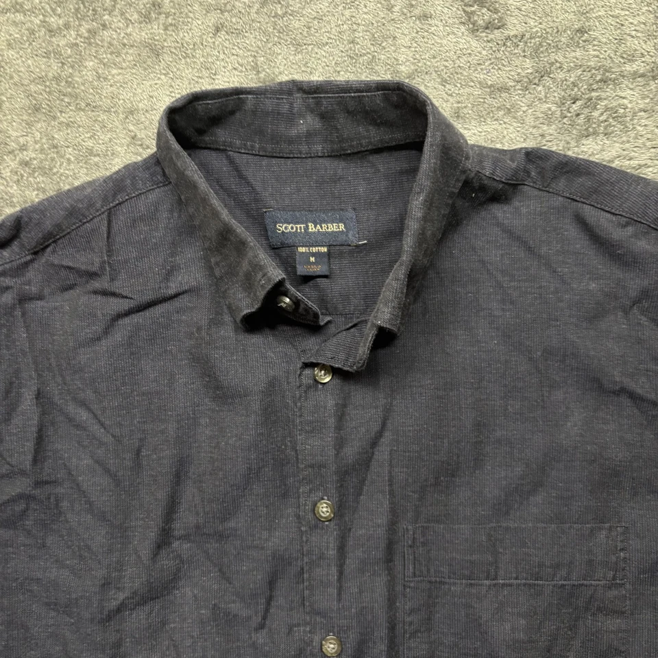 Camisa masculina Scott Barber cinza média com botões manga longa preppy casual - Imagem 3 de 4