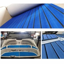 Boat Flooring Dark Blue Faux Teak Floor Mat 94.5×35 ″  Traction Pad for Cockpit