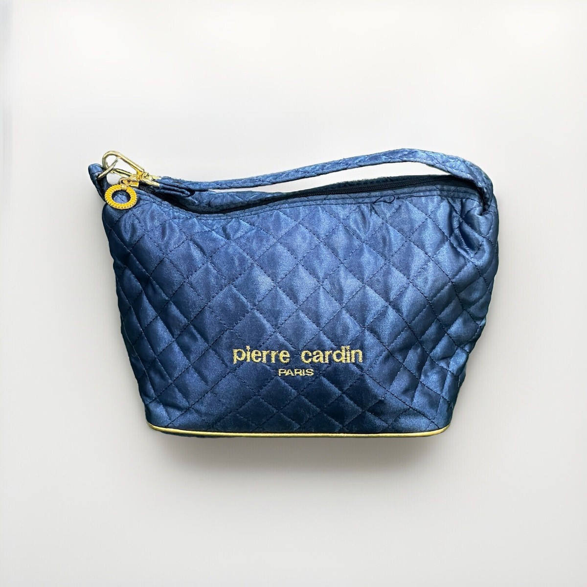 Pierre Cardin Paris Quilted Hand Bag Blue Gold Purse